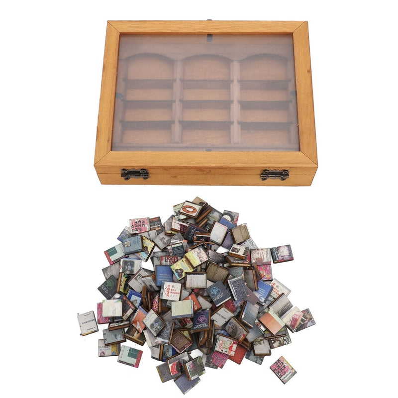 Load image into Gallery viewer, Miniature Bookshelf Decoration 196 Folded Books Miniature Book Boxes Display Case  Wood Stylish for Coffee Shop
