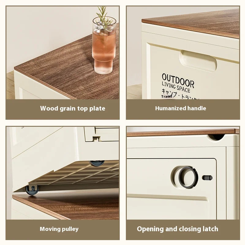 Load image into Gallery viewer, Outdoor Camping Storage Box Camping Wooden Lid Folding Box Car Trunk Storage Box Side Opening Plastic Organizer Box
