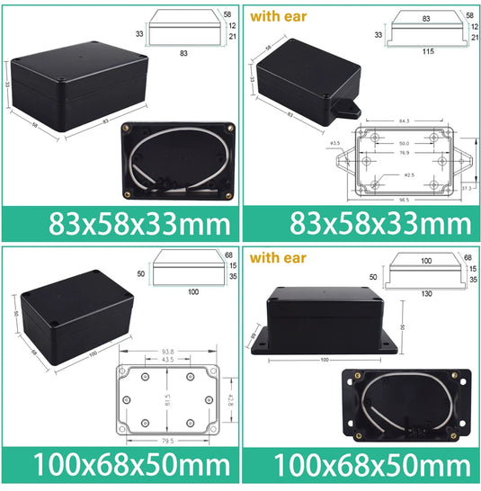 ABS Waterproof Box Housing Electronic Safe Case Plastic Boxes Black Wire Junction Box Plastic Organizer IP67 Waterproof Enclosur