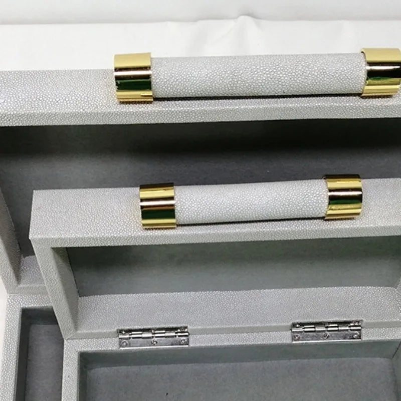 Load image into Gallery viewer, Leather Jewelry Box To Store European Style Wooden Frame Organizer Luxury Jewelry Box Empty No Grid Gift Boxes for Present
