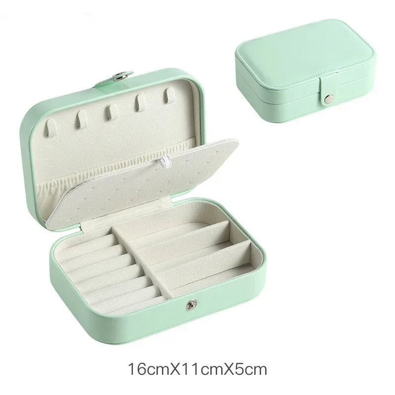 Load image into Gallery viewer, Portable Jewelry Box Jewelry Organizer Display Travel Jewelry Case Boxes Button Leather Storage Zipper Jewelers Joyero
