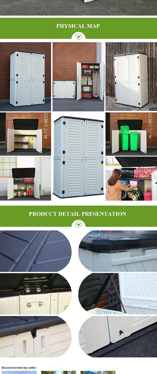 Customizable Modern Outdoor Garden Storage Box Easily Assembled HDPE Material Storage Cabinet Waterproof Rot Proof Wood Frame