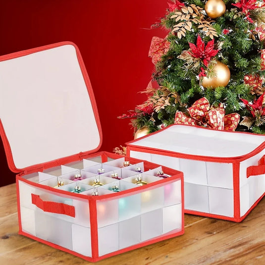 Divider Toy Storage Box 32/64-Grid Baubles Storage Box Christmas Ball Storage Bag Xmas Tree Decorations Organizer Bauble Storage