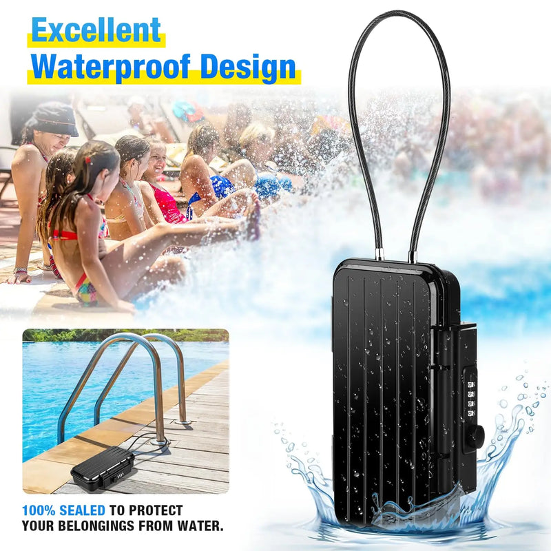 Load image into Gallery viewer, Portable Safe Box Waterproof Anti-Theft Beach Travel Safe Box Combination Security Lockbox with Removable Wire Rope Portable
