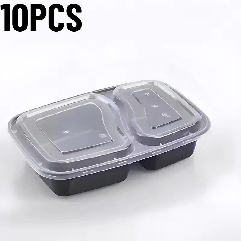Load image into Gallery viewer, 10PCS Disposable Food Boxes Compartments With Lids Disposable Bento Boxes Kitchen Storage Bento Fruit Takeaway Food Container
