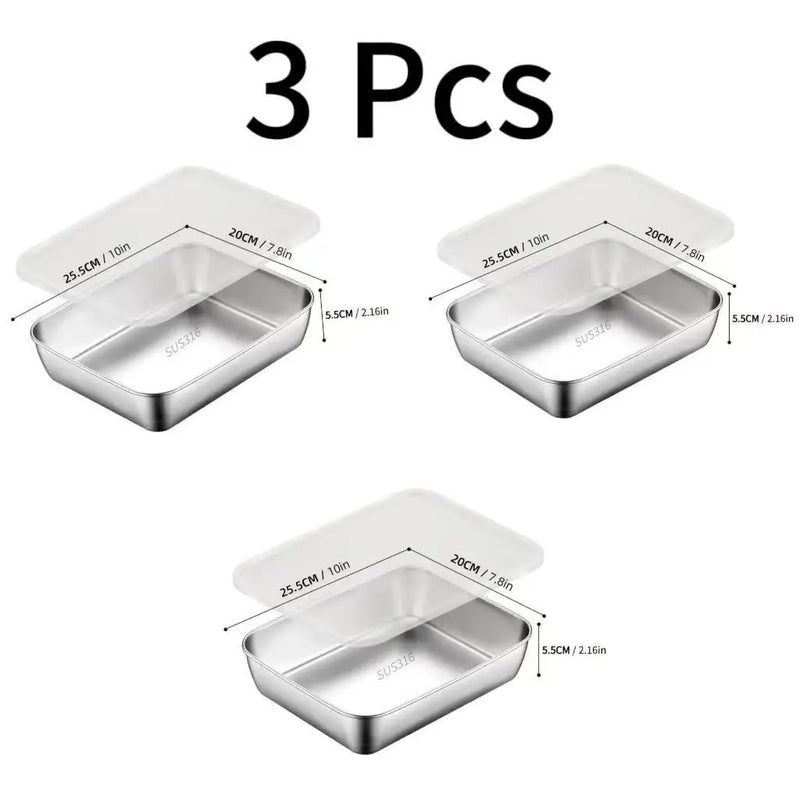 Load image into Gallery viewer, Stainless Steel Fresh-Keep Box Sealed Lunch Box with Lid Rectangle Food Container Fruit Refrigerator Storage Organizer Container
