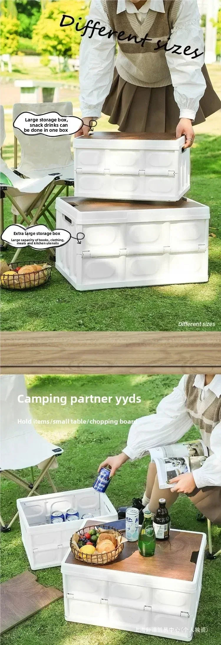 Load image into Gallery viewer, Outdoor Storage Box,Camping Folding Box,Camping Table,Camping Wooden Chopping Board,Car Trunk Organizer Storage Box
