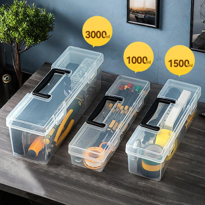 Load image into Gallery viewer, Transparent Handheld Toolbox Portable Large Capacity Thickened Plastic Hardware Tool Storage Box With Handle Tool Organizer Box

