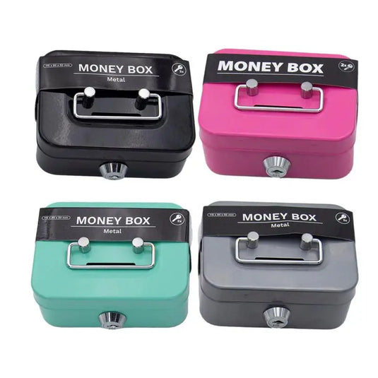 Portable Small Lock Box Security Safe Lock Boxes Mini Metal Cash Box Money Bank Metal Coin Bank Security Box Sturdy Cash Box