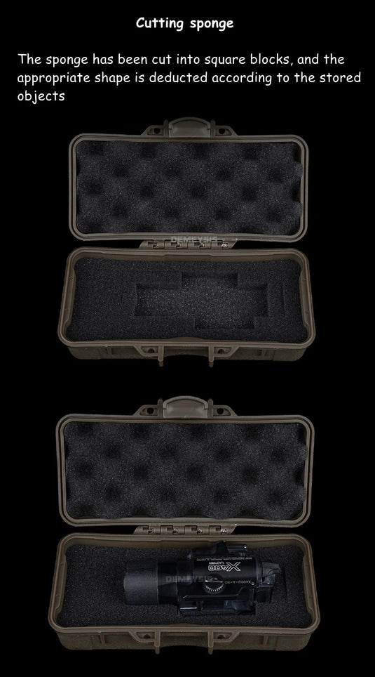 Tactical Flashlight Storage Box Dustproof with Padded Hunting Shooting Toolbox Suitcase Lockable Safety Accessories Case