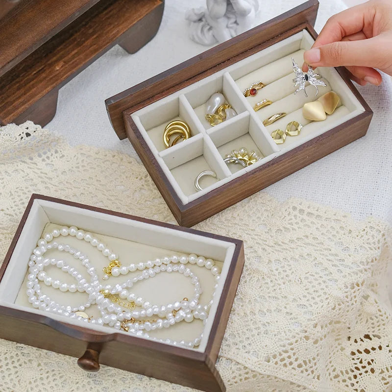 Load image into Gallery viewer, Elegant Wooden Jewelry Box for Rings Necklaces &amp; Earrings High-End Gift for Weddings Housewarmings - Storage Organizer
