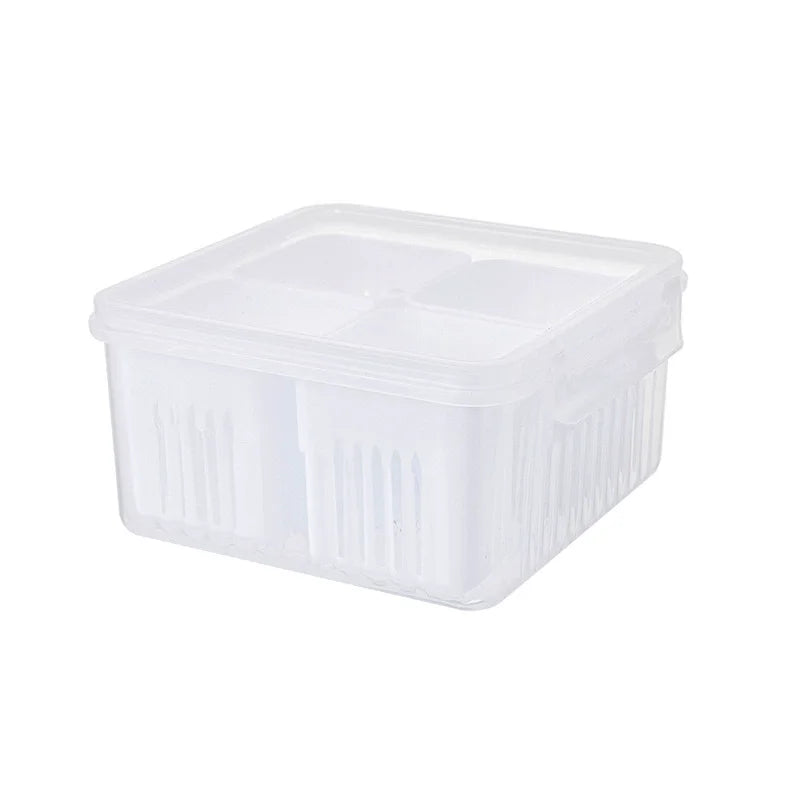 Load image into Gallery viewer, 4/6 Grid Food Storage Box with Lids Kitchen Food Meat Onion Ginger Garlic Vegetable Fruit Fresh-keeping Storage Drain Basket Box
