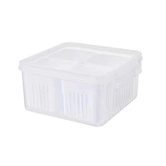 4/6 Grid Food Storage Box with Lids Kitchen Food Meat Onion Ginger Garlic Vegetable Fruit Fresh-keeping Storage Drain Basket Box