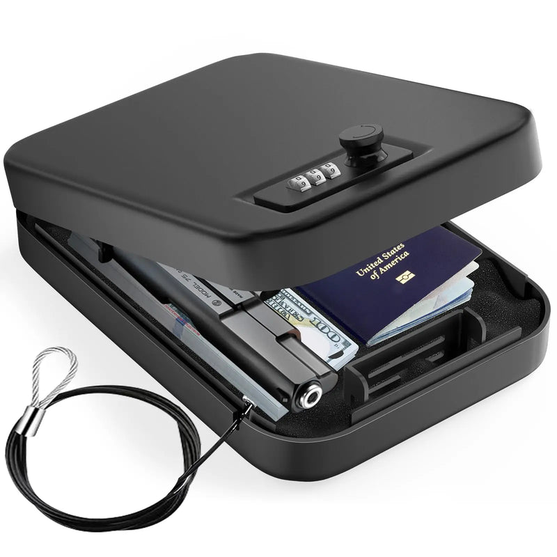 Load image into Gallery viewer, Security Safe Box Personal Safe with Steel Combination Lock and Security Cable Home Safe Anti-Theft Digital Home Gun Safe Box
