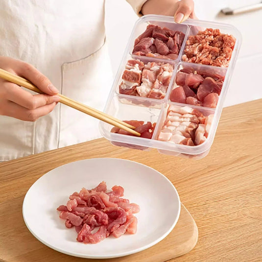 Refrigerator Storage Box 4/6 Grid Food Vegetable Fruit Storage Box Fridge Organizer Drain Basket Meat Onion Ginger Clear Crisper