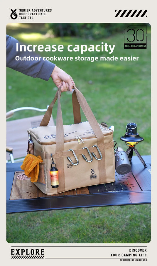 Outdoor folding large capacity storage box, picnic camping equipment storage box, outdoor tactical storage bag