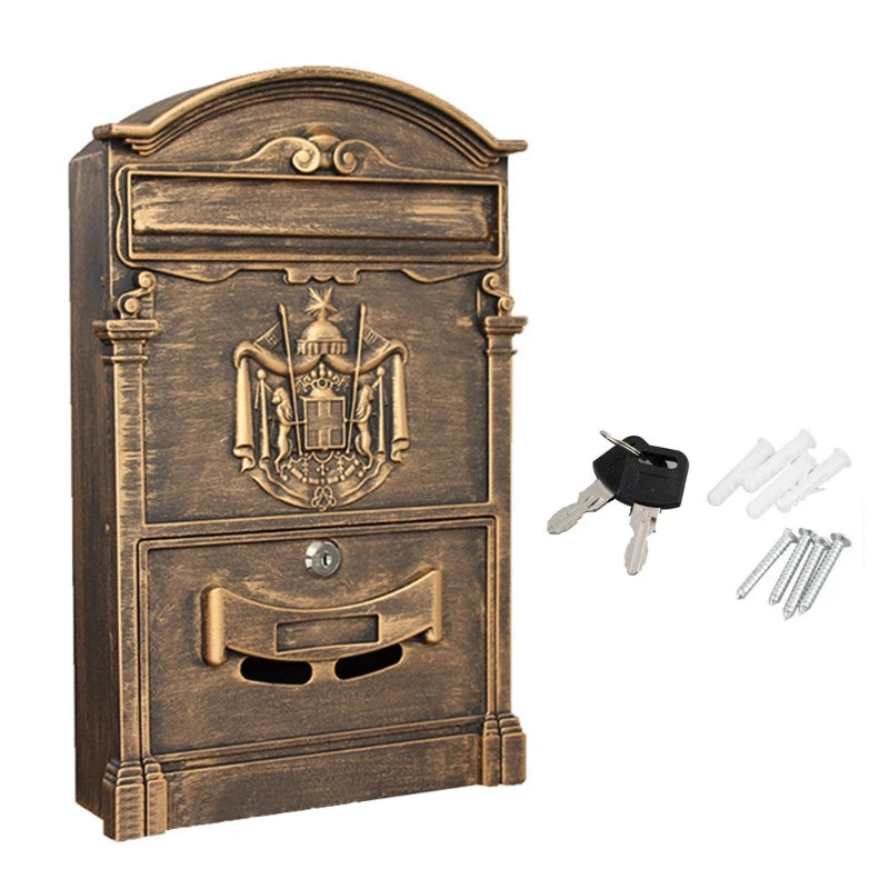 Load image into Gallery viewer, European-Style Villa Letterbox Outdoor Waterproof Mailbox Wall Mount Postbox Retro Suggestion Box with for Key Lock for

