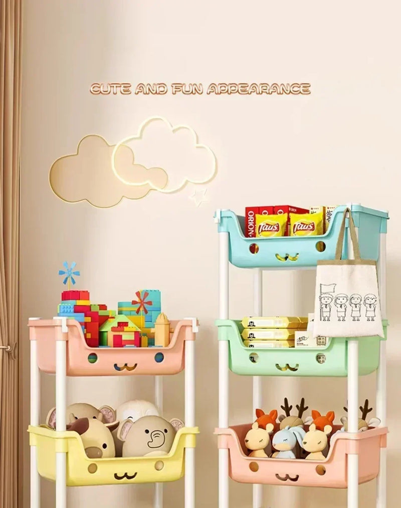 Load image into Gallery viewer, Toy Storage Cart Children's Toy Storage Rack and Shelf Rotating Bookshelf Household Mobile Handcart Living Room Storage Rack
