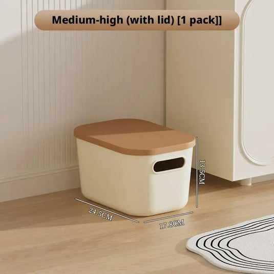 Toy Storage Box with Lid Desktop Plastic Snacks Cosmetics Organizer Basket Dormitory Wardrobe Sundry Pants Clothes Storage Box