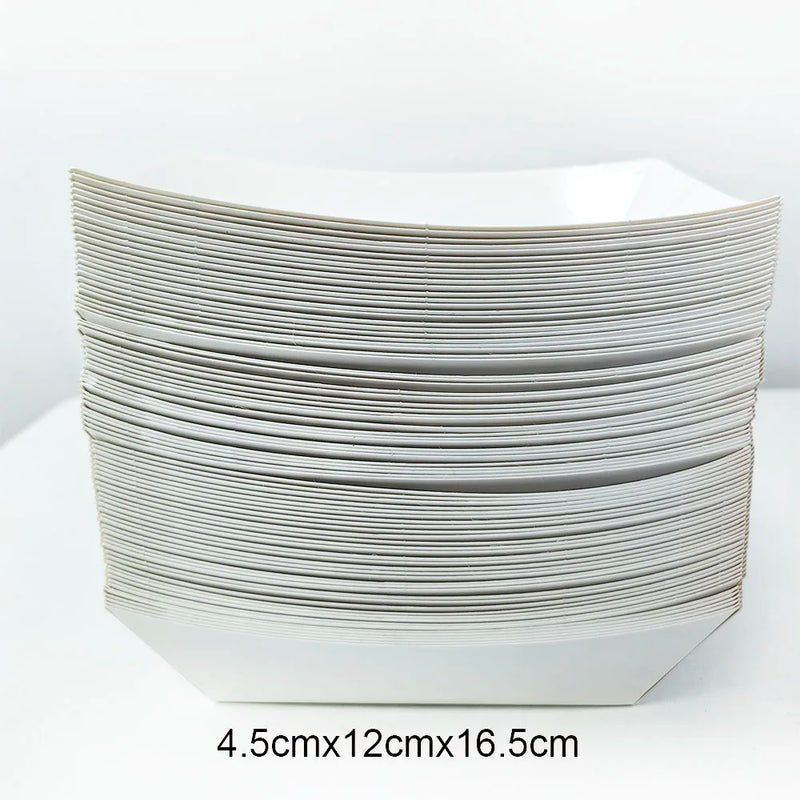 Load image into Gallery viewer, 6/12/24 Solid Color Paper Food Trays Disposable Food Boat Black White Blue Yellow Popcorn Box Baby Showe Birthday Party Supplies
