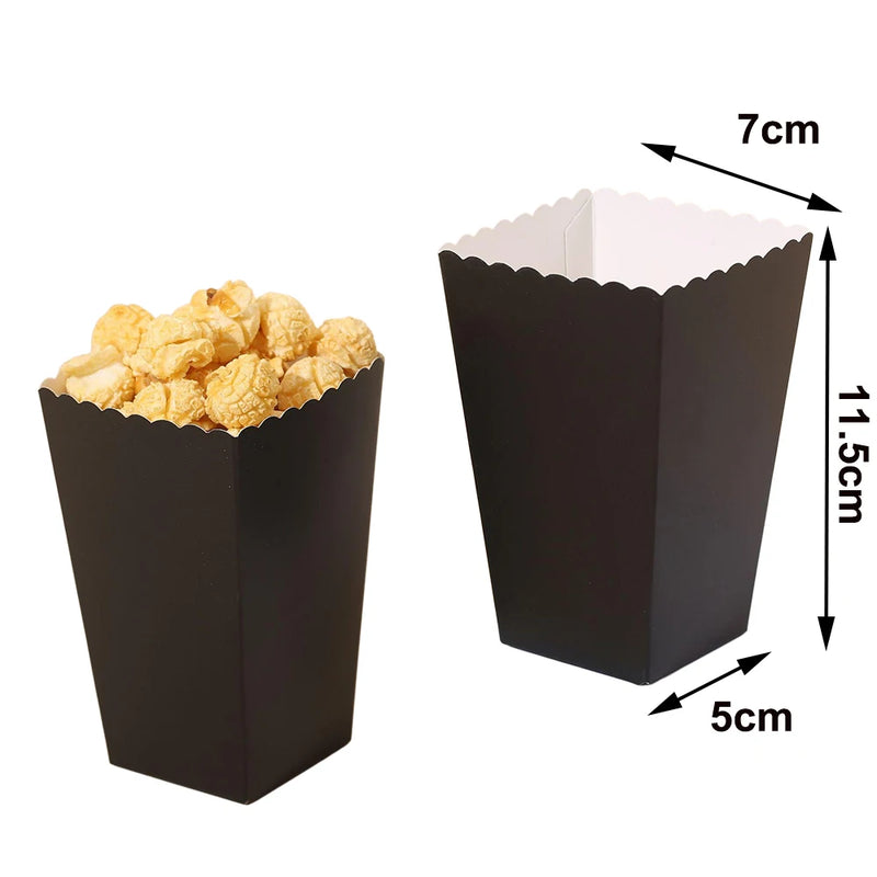 Load image into Gallery viewer, 6/12/24 Solid Color Paper Food Trays Disposable Food Boat Black White Blue Yellow Popcorn Box Baby Showe Birthday Party Supplies
