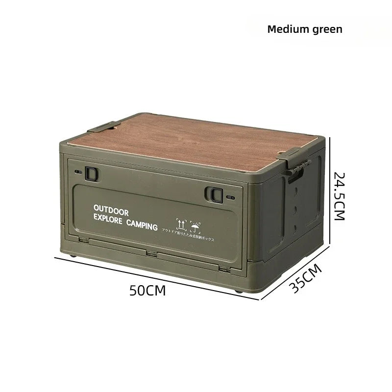 Load image into Gallery viewer, Folding outdoor picnic camping box, wooden-lid storage box, household storage luggage and organization box, car-mounted carrying
