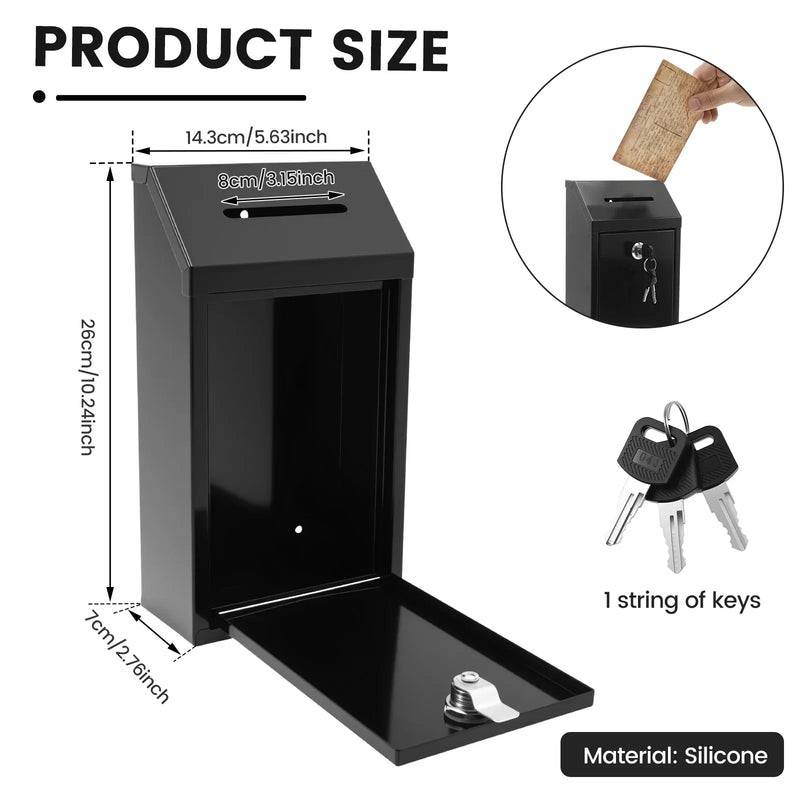 Load image into Gallery viewer, Wall Mounted Mail Box Metal Donation Box with Practical Slot Lock and Key Safe Reliable Cash Drop Box for Home Office Outdoor
