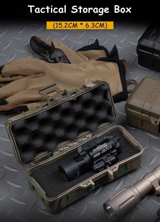 Tactical Flashlight Storage Box Dustproof with Padded Hunting Shooting Toolbox Suitcase Lockable Safety Accessories Case