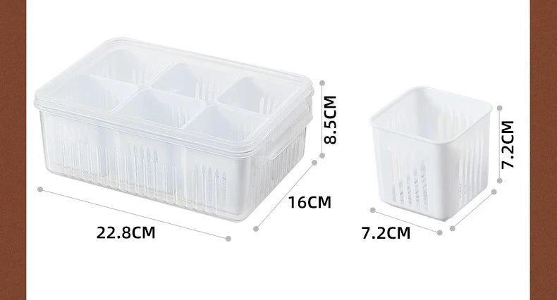 Load image into Gallery viewer, 4/6 Grid Food Storage Box with Lids Kitchen Food Meat Onion Ginger Garlic Vegetable Fruit Fresh-keeping Storage Drain Basket Box

