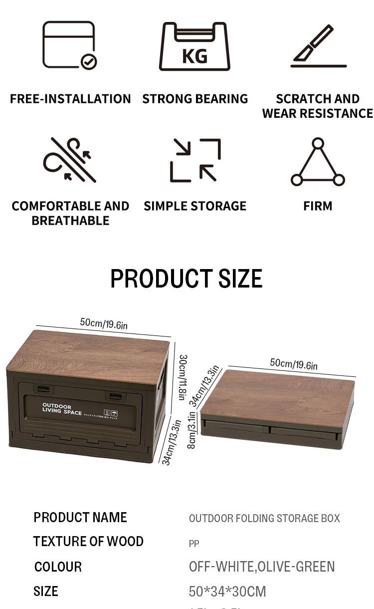 Load image into Gallery viewer, Outdoor Storage Box Camping Folding Box Camping Organizer Car Trunk Wooden Lid Industrial Air Storage Box
