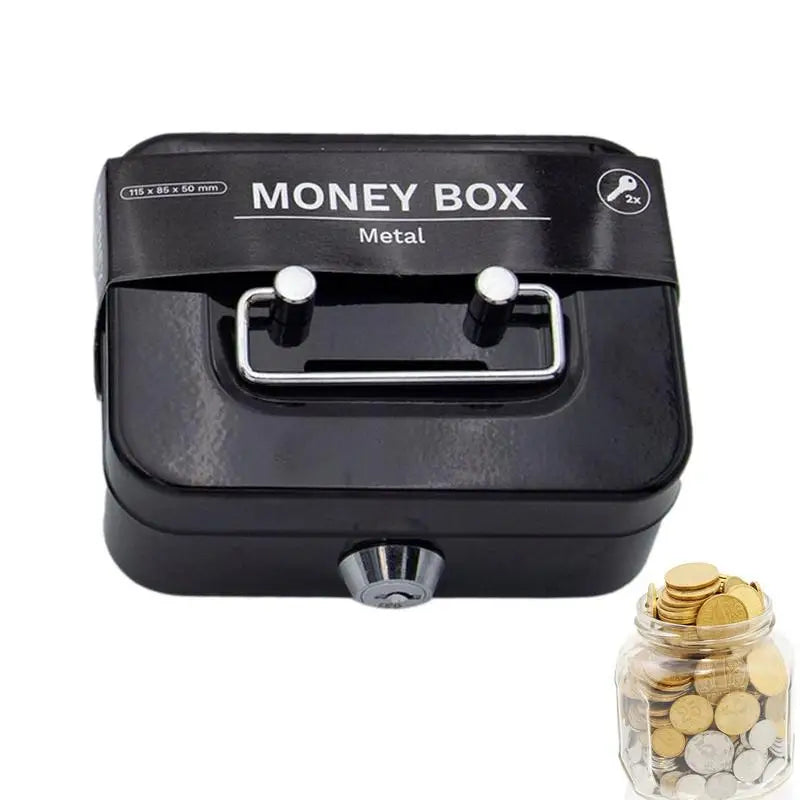 Load image into Gallery viewer, Portable Small Lock Box Security Safe Lock Boxes Mini Metal Cash Box Money Bank Metal Coin Bank Security Box Sturdy Cash Box
