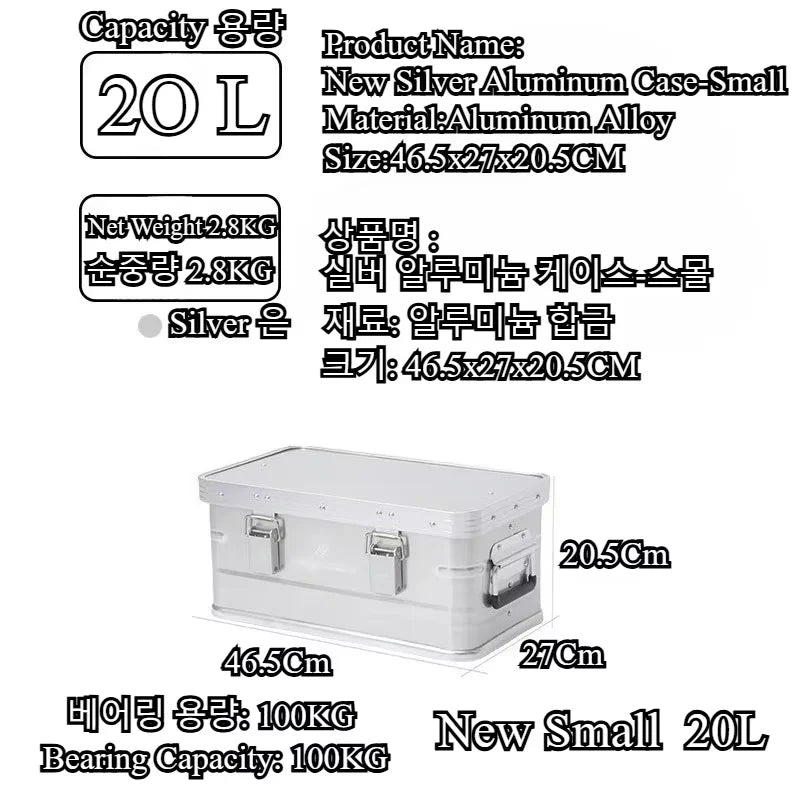 Load image into Gallery viewer, MOUNTAINHIKER Outdoor Storage Box Camping Picnic Travel Aluminum Alloy Large Capacity Box Silver Storage Bag 30-80L
