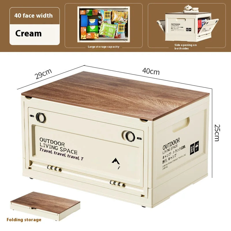 Load image into Gallery viewer, Outdoor Camping Storage Box Camping Wooden Lid Folding Box Car Trunk Storage Box Side Opening Plastic Organizer Box

