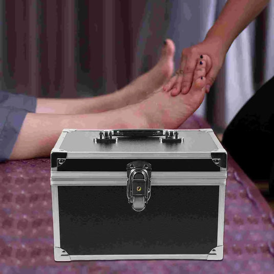 Massage Toolbox Case Aluminum Alloy Portable Tools Container Multi-Functional Storage Box Hardware Organizer Boxes Black