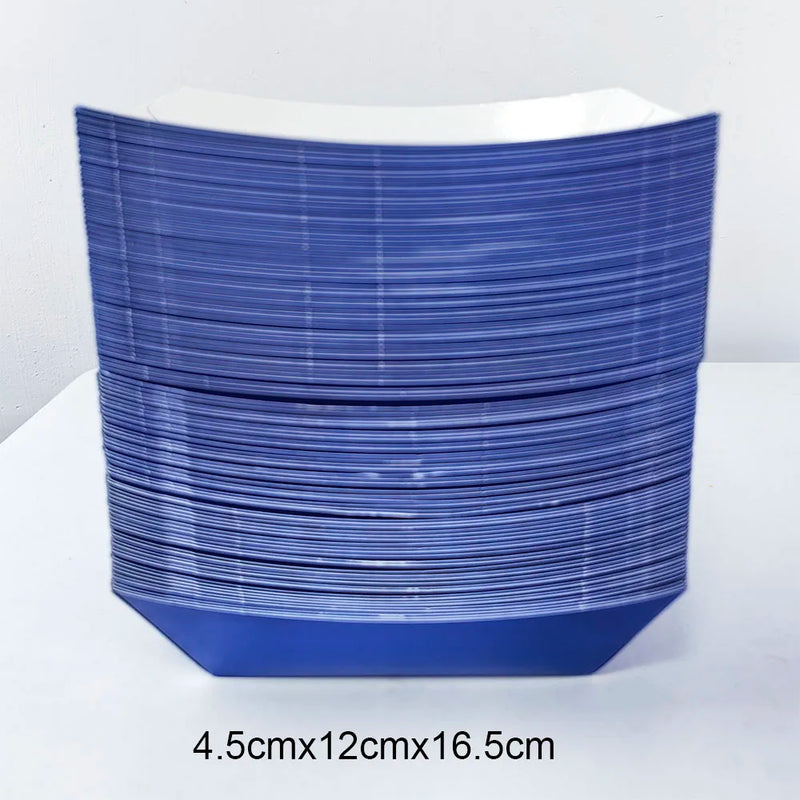Load image into Gallery viewer, 6/12/24 Solid Color Paper Food Trays Disposable Food Boat Black White Blue Yellow Popcorn Box Baby Showe Birthday Party Supplies
