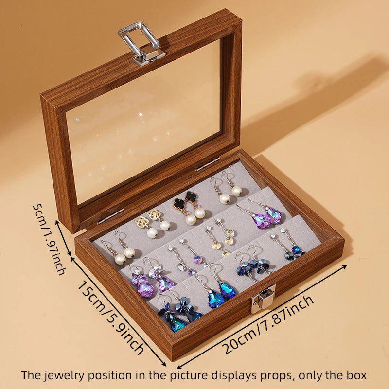 Load image into Gallery viewer, Walnut color jewelry box, ring necklace storage box, earrings, earrings, bracelets, jewelry box, solid wood jewelry box
