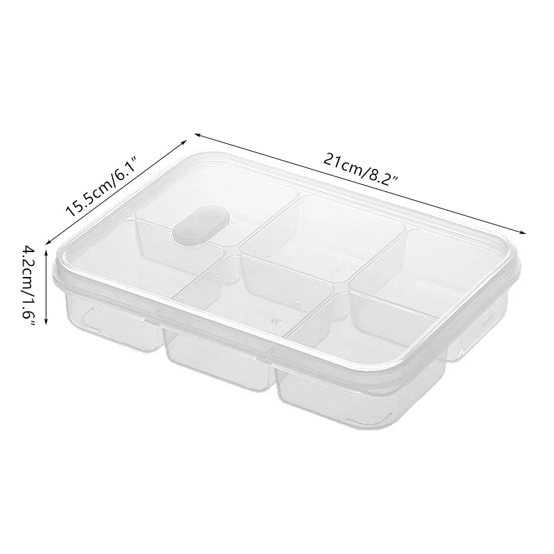 Load image into Gallery viewer, Refrigerator Storage Box 4/6 Grid Food Vegetable Fruit Storage Box Fridge Organizer Drain Basket Meat Onion Ginger Clear Crisper
