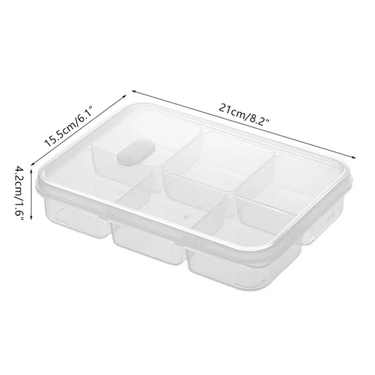 Refrigerator Storage Box 4/6 Grid Food Vegetable Fruit Storage Box Fridge Organizer Drain Basket Meat Onion Ginger Clear Crisper