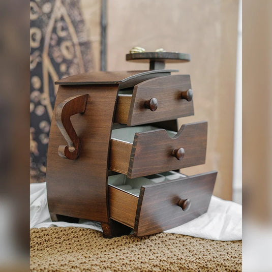 Elegant Wooden Jewelry Box for Rings Necklaces & Earrings High-End Gift for Weddings Housewarmings - Storage Organizer