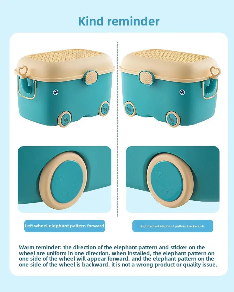 Load image into Gallery viewer, Children's Large Toy Storage Box with Cartoon Design Dustproof PP Bin with Wheels for Clothes &amp; Building Blocks Organization
