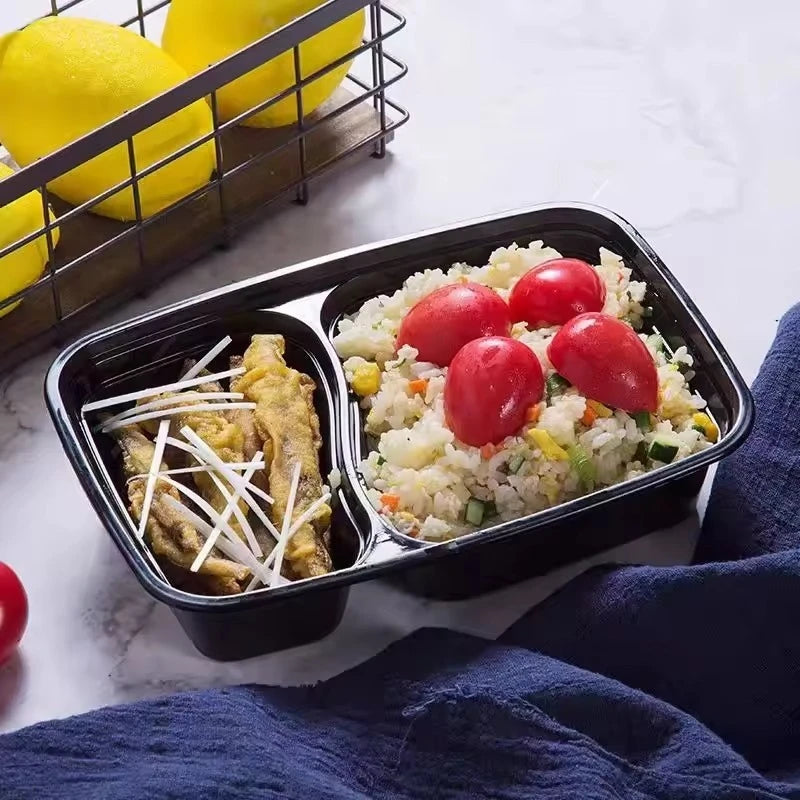 Load image into Gallery viewer, 10PCS Disposable Food Boxes Compartments With Lids Disposable Bento Boxes Kitchen Storage Bento Fruit Takeaway Food Container
