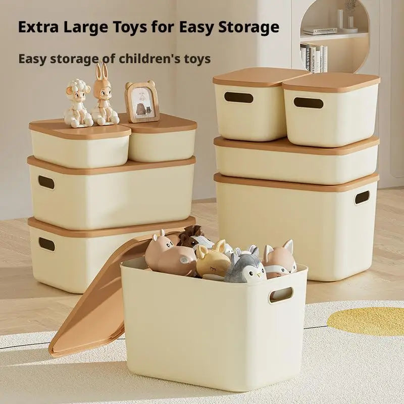 Load image into Gallery viewer, Toy Storage Box with Lid Desktop Plastic Snacks Cosmetics Organizer Basket Dormitory Wardrobe Sundry Pants Clothes Storage Box

