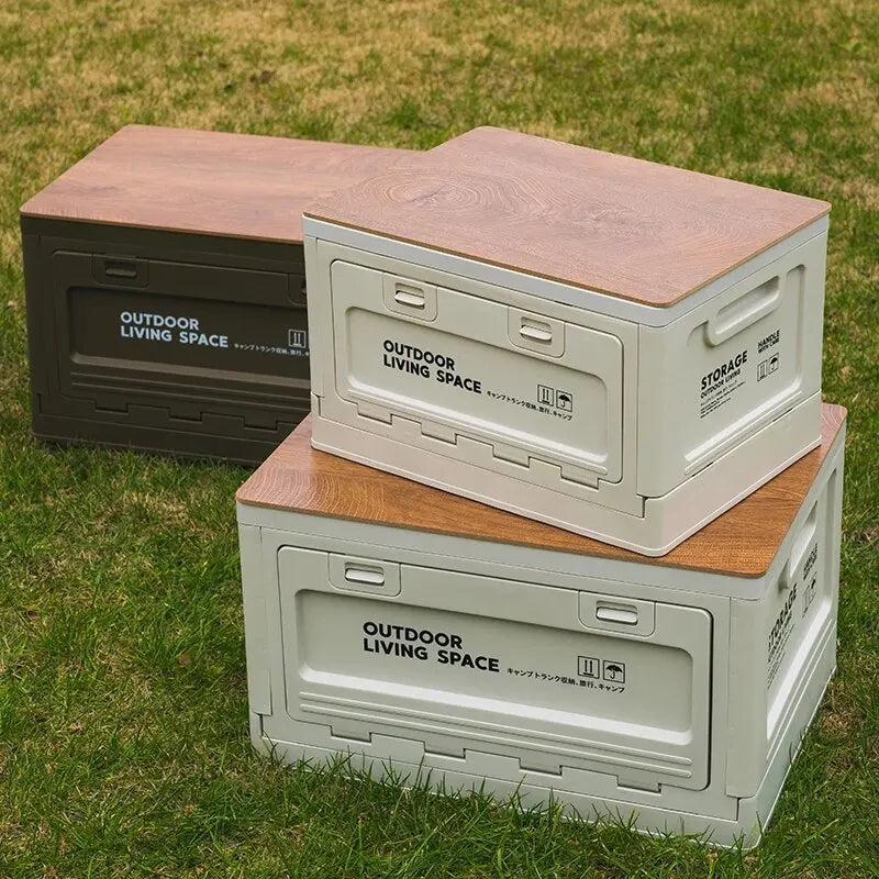 Load image into Gallery viewer, Outdoor Storage Box Camping Folding Box Camping Organizer Car Trunk Wooden Lid Industrial Air Storage Box
