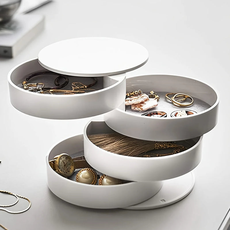 Load image into Gallery viewer, Rotating Multi-layer Desktop Storage Box Hair Accessories Jewelry Makeup BoxNWith Lid Dustproof Jewelry Box Jewelry Storage Box
