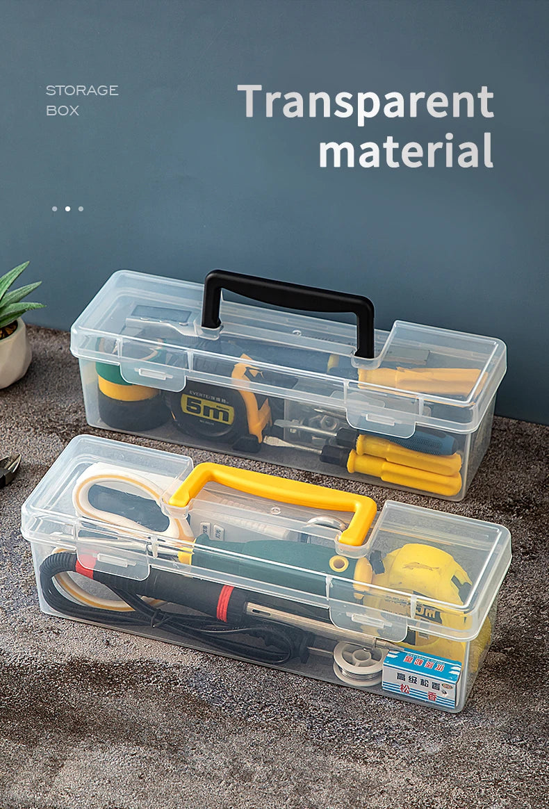 Load image into Gallery viewer, Transparent Handheld Toolbox Portable Large Capacity Thickened Plastic Hardware Tool Storage Box With Handle Tool Organizer Box
