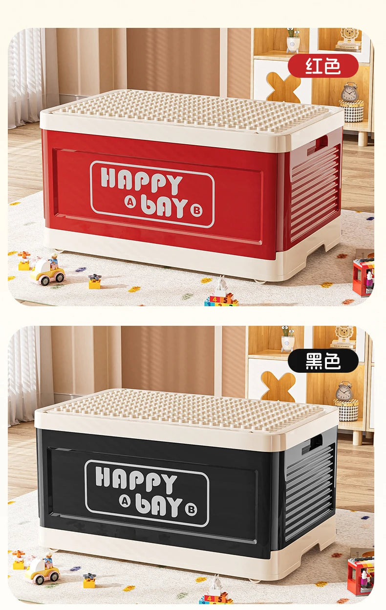 Load image into Gallery viewer, Foldable Toys Storage Box Building Block Organizer Box with Lid Movable Trolley Large Stackable Clothes Snack Storage Boxes
