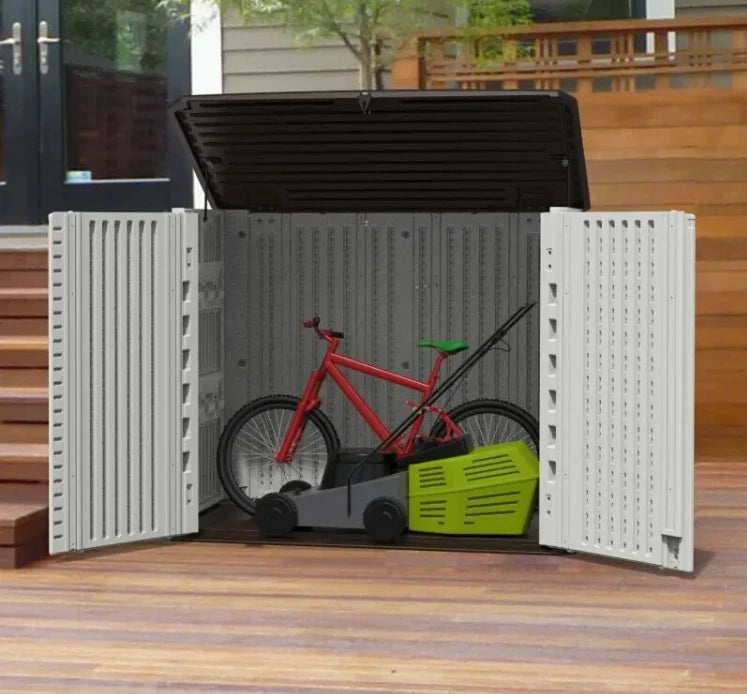 Load image into Gallery viewer, Customizable Modern Outdoor Garden Storage Box Easily Assembled HDPE Material Storage Cabinet Waterproof Rot Proof Wood Frame
