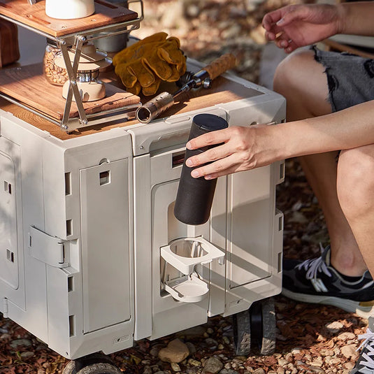 Collapsible Camping Storage Cart Camping Equipment Versatile Outdoor Folding Storage Box With Cutting Board And Wheels