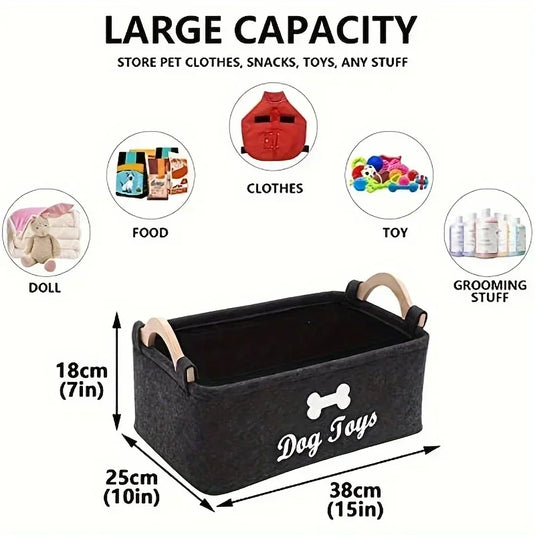 Felt pet toy box, dog toy box, storage basket box - perfect for organizing pets