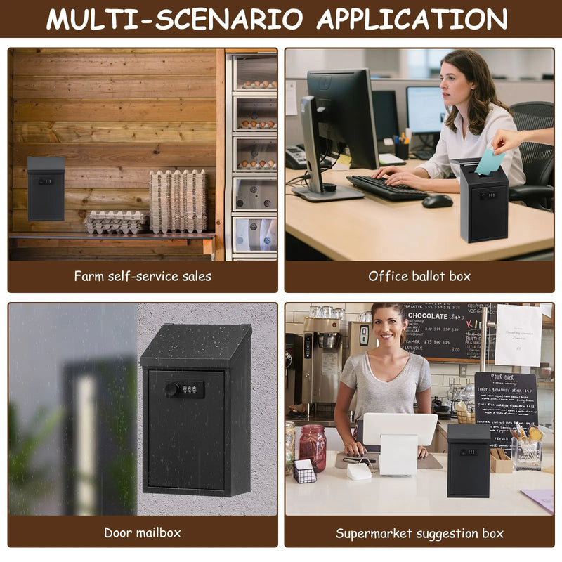 Load image into Gallery viewer, Metal Locking Mailbox Wall Mounted Hanging Mailbox Lockable Outdoor Mail Box for House Ballot Donation &amp; Collection Key Drop Box
